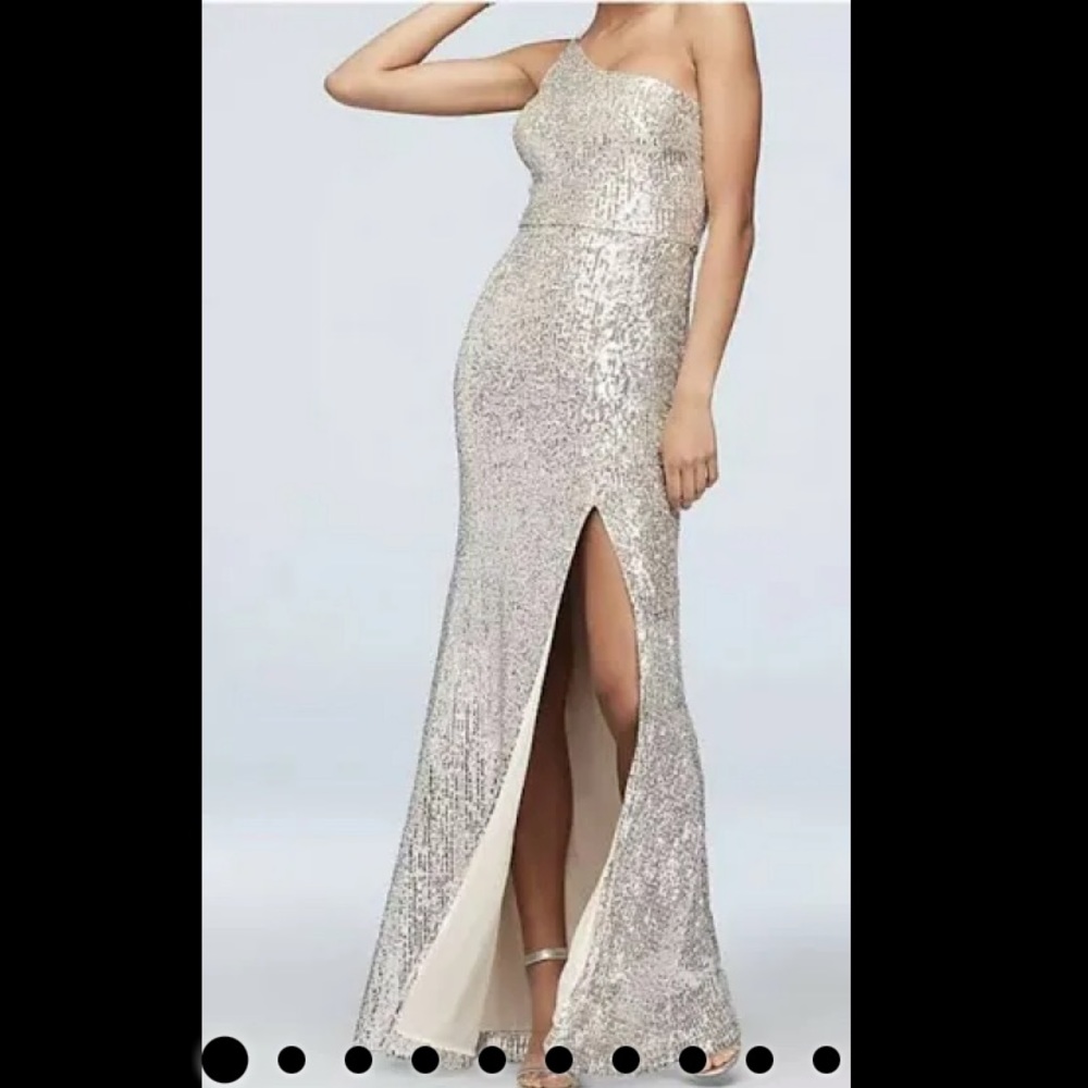 Xscape One Shoulder Sequin Gown